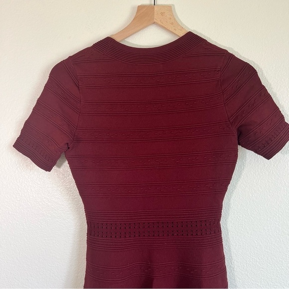 Sandro Red Short Sleeve Fit & Flare Dress 4 - Picture 5 of 7